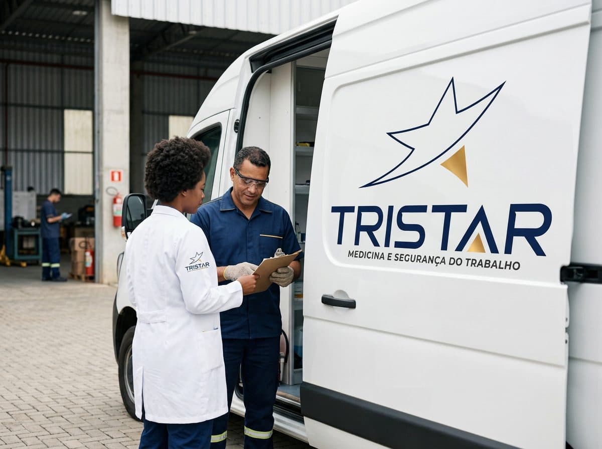 Unidade móvel da Tristar atendendo um colaborador na própria empresa