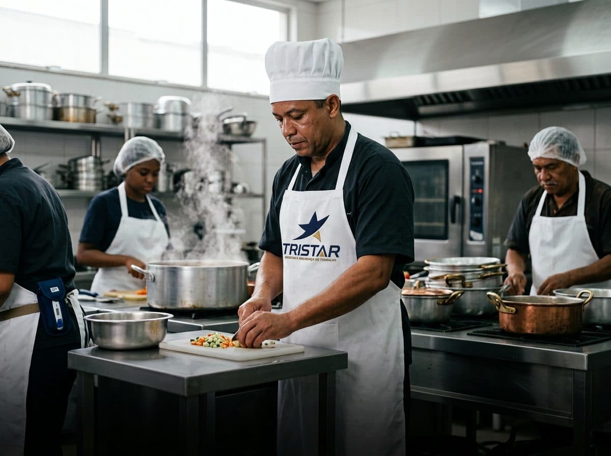 Cozinha industrial em operação