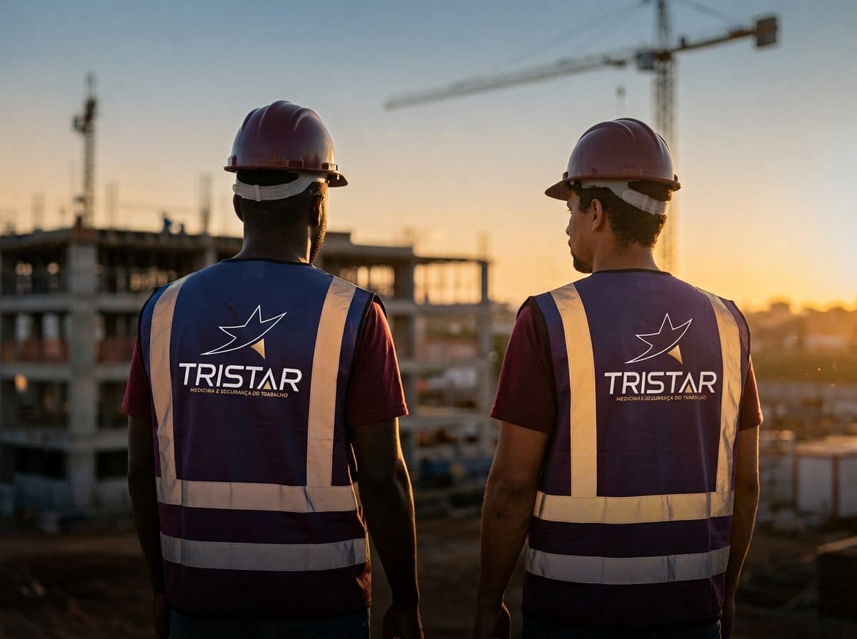 Canteiro de obras com guindaste ao entardecer