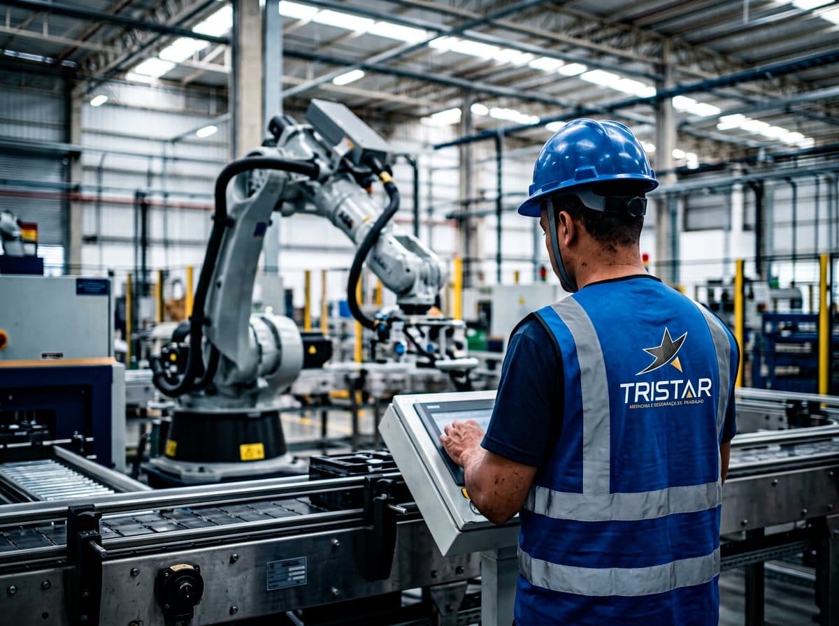 Linha de produção automatizada em uma indústria